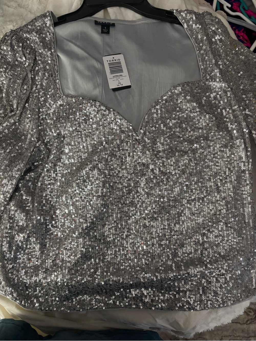 torrid Silver Sequin Sweetheart Bustier Top